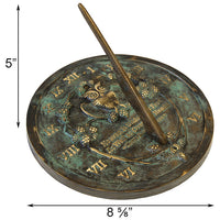 Thoreau Sundial, Brass, Aged Patina, 8.625" dia.