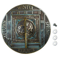 Season Cycle Brass Sundial, Verdigris, 10.25" dia. - BirdHousesAndBaths.com