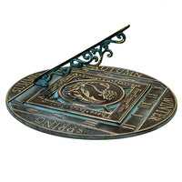 Season Cycle Brass Sundial, Verdigris, 10.25" dia. - BirdHousesAndBaths.com