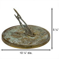 Swan Sundial, Brass, Verdigris, 10.25" dia.