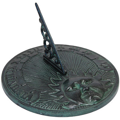 Daybreak Cast Iron Sundial, Verdigris, 9.875