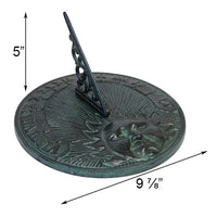 Daybreak Cast Iron Sundial, Verdigris, 9.875" dia.