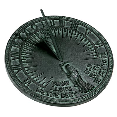 Father Time Cast Iron Sundial, Verdigris, 11.125