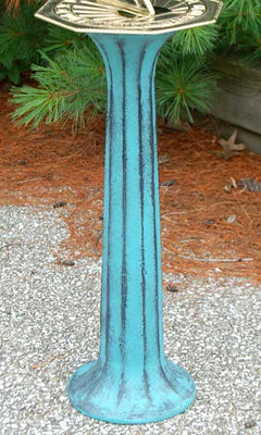 Pillar Cast Iron Sundial Pedestal, Verdigris, 24