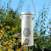 Milkhouse Vintage White Milk Can Bird Seed Feeder
