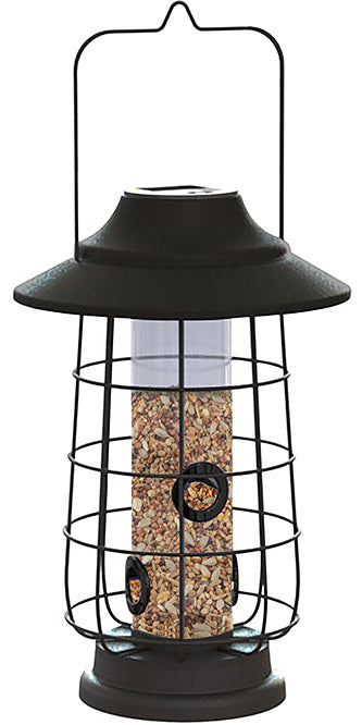 Modern Farmhouse Solar Lantern Tube Feeder - BirdHousesAndBaths.com