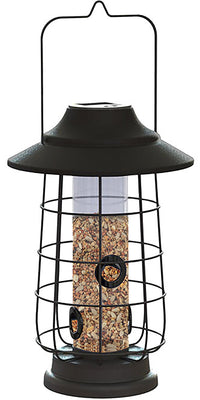 Modern Farmhouse Solar Lantern Tube Feeder - BirdHousesAndBaths.com