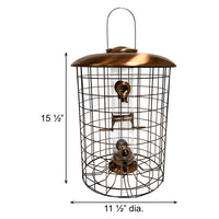 Squirrel-Resistant Brushed Copper Seed Tube Bird Feeder