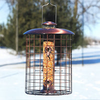 Squirrel-Resistant Brushed Copper Seed Tube Bird Feeder