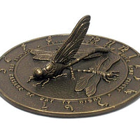 Aluminum Dragonfly Sundial, French Bronze, 12" dia