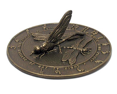 Aluminum Dragonfly Sundial, French Bronze, 12