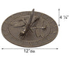 Aluminum Dragonfly Sundial, French Bronze, 12" dia