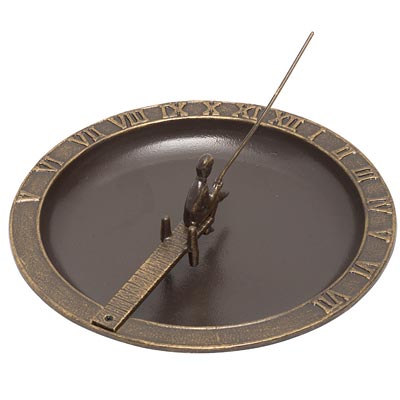 Aluminum Fisherboy Sundial Bird Bath, Bronze