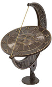 Aluminum Sun and Moon Sundial, French Bronze, 12"L