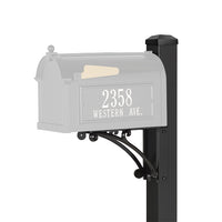 Whitehall Black Superior Mailbox Post, Cap, & Brackets