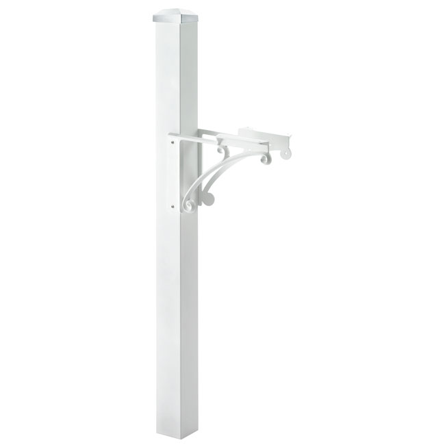 Whitehall White Superior Mailbox Post, Cap, & Brackets