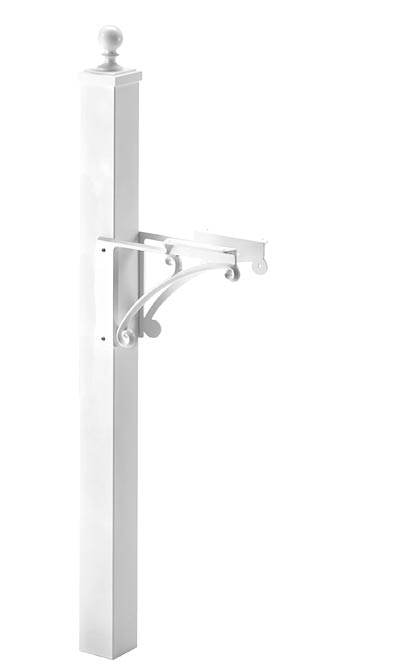 Whitehall White Deluxe Mailbox Post & Brackets