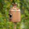 Old Style Milk Can Birdhouse Garden Stake in Antique Copper