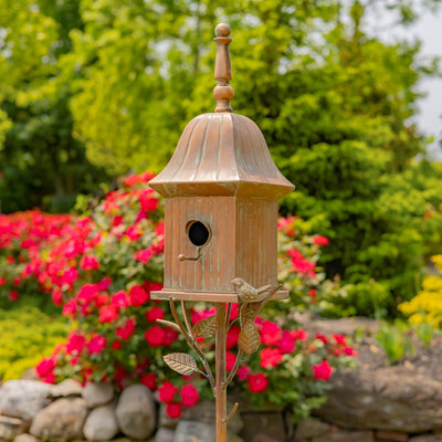 Birdhouse Stake in Antique Copper 