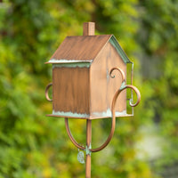 Colonial Style Birdhouse Garden Stake in Antique Copper, 63" Tall