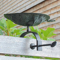 Aspen Leaf Bird Bath with Over Rail Bracket - BirdHousesAndBaths.com
