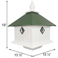 Carriage Bird House with Spruce Green Roof-BirdHousesAndBaths.com