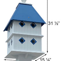 Manor Bird House with Cobalt Blue Roof - BirdHousesAndBaths.com