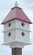 Plantation Bird House with Redwood Colored Roof-BirdHousesAndBaths.com