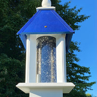 Pavilion Bird Feeder with Cobalt Blue Roof - BirdHousesAndBaths.com