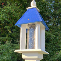 Pavilion Bird Feeder with Cobalt Blue Roof - BirdHousesAndBaths.com
