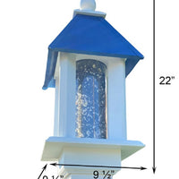 Pavilion Bird Feeder with Cobalt Blue Roof - BirdHousesAndBaths.com