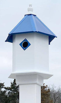 Sycamore Bird House with Cobalt Blue Roof - BirdHousesAndBaths.com