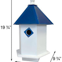 Sycamore Bird House with Cobalt Blue Roof - BirdHousesAndBaths.com