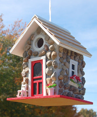 Guest Cottage Stone Bird House - BirdHousesAndBaths.com