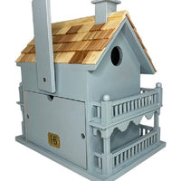 Novelty Cottage Bird House, Blue - BirdHousesAndBaths.com