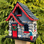 Charlevoix Stone Christmas Cottage with LEDs - BirdHousesAndBaths.com