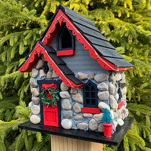 Charlevoix Stone Christmas Cottage with LEDs - BirdHousesAndBaths.com