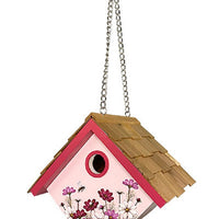 Hanging Wren House with Floral Print - BirdHousesAndBaths.com