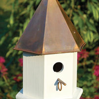 Copper Songbird House, Browned Copper Roof - BirdHousesAndBaths.com