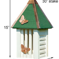 Flutterbye Butterfly House and Pole, White - BirdHousesAndBaths.com