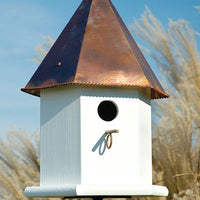 Copper Songbird Deluxe Bird House, Brown Roof - BirdHousesAndBaths.com