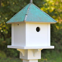 Skybox Bird House with Verdigris Roof - BirdHousesAndBaths.com
