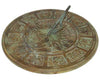 Zodiac Aged Brass Sundial, 13.25" dia. - BirdHousesAndBaths.com