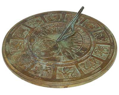 Zodiac Aged Brass Sundial, 13.25
