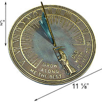 Father Time Brass Sundial, Verdigris, 11.125" dia. - BirdHousesAndBaths.com