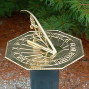 Classic Octagonal Polished Brass Sundial, 10"L - BirdHousesAndBaths.com