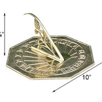 Classic Octagonal Polished Brass Sundial, 10"L - BirdHousesAndBaths.com