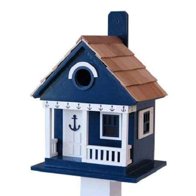 Anchor Cottage Navy Blue Bird House - BirdHousesAndBaths.com