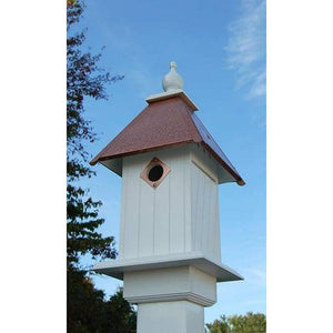 Cathedral Bird House with Hammered Copper Colored Metal Roof - BirdHousesAndBaths.com