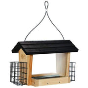 Cedar Hopper Bird Feeder with Suet Cages, Large - BirdHousesAndBaths.com